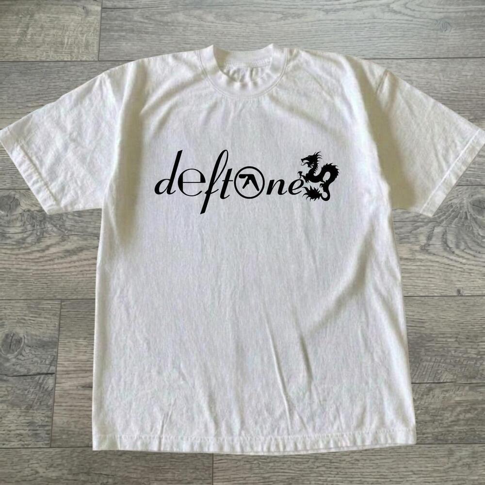 Deftones Aphex Twin Dragon Graphic Vintage Grunge White T-Shirt